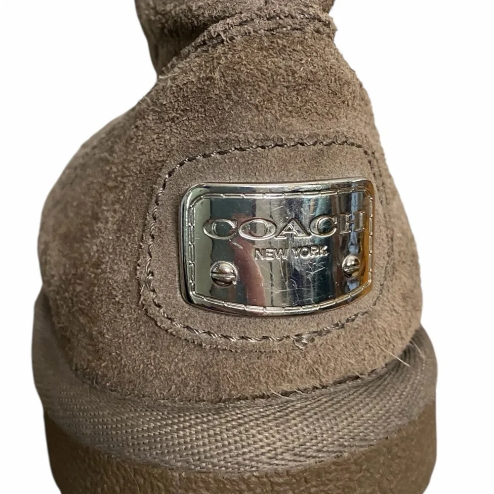 Coach Grey Suede Boots with Silver Logo & Built in Knit Liners - Picture 4 of 11